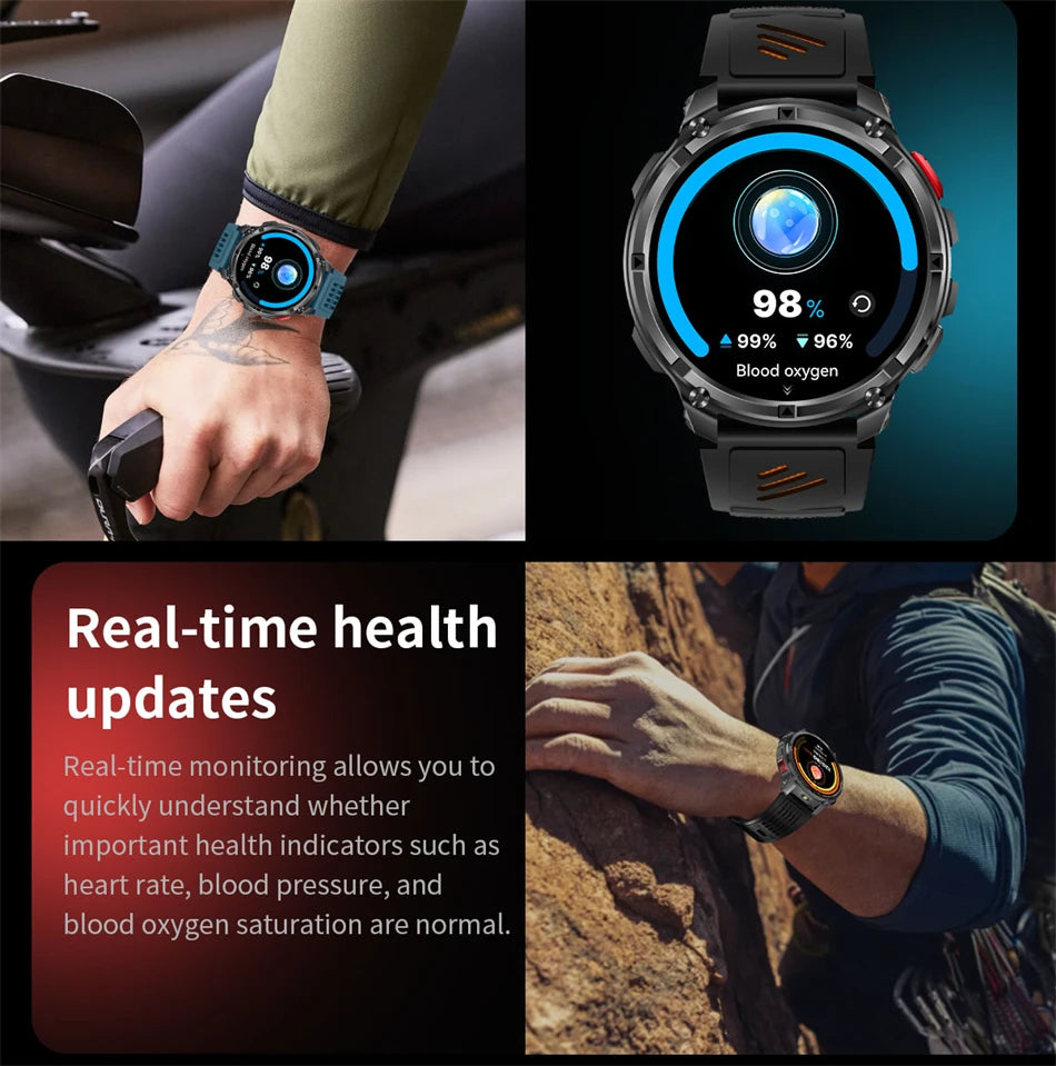 T-Rex3™ Rugged Tactical Smart Watch & Fitness Tracker ⌚🔥 – Military-grade durability with advanced heart rate monitoring and GPS tracking for the ultimate explorer.