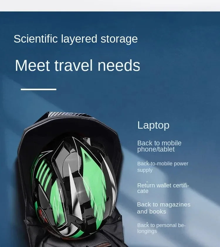 Tycozev NEW LED Knight Cycling Backpack with Eye Motorcycle Helmet Mochilas para motocicletas Waterproof Laptops Bags Saco Moto Schoolbag