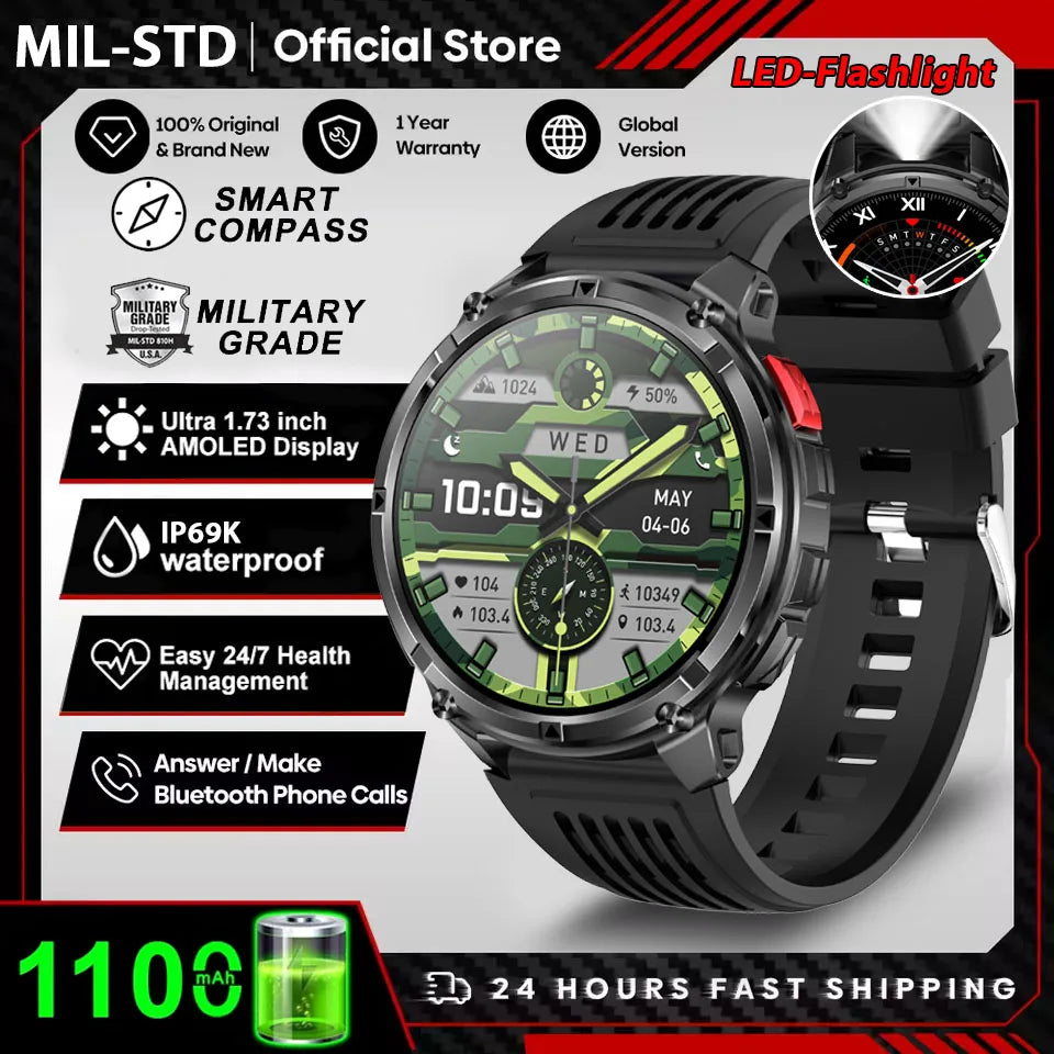 T-Rex3™ Rugged Tactical Smart Watch & Fitness Tracker ⌚🔥 – Military-grade durability with advanced heart rate monitoring and GPS tracking for the ultimate explorer.
