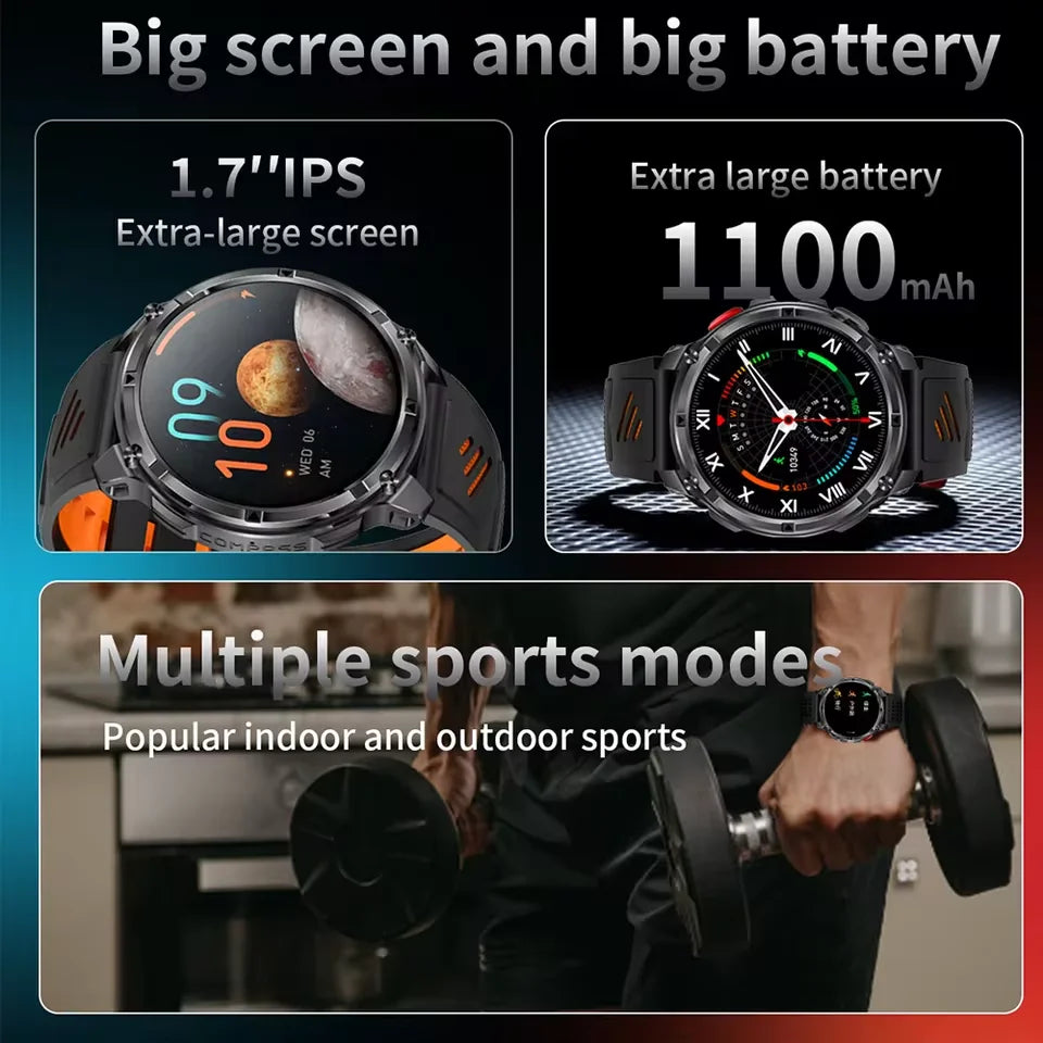 T-Rex3™ Rugged Tactical Smart Watch & Fitness Tracker ⌚🔥 – Military-grade durability with advanced heart rate monitoring and GPS tracking for the ultimate explorer.