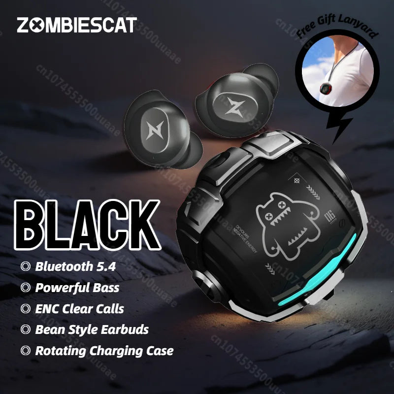 TycoZev B12 Wireless Earbuds Invisible in-Ear Bluetooth 5.4 Earphones Rotating Flip-Top Design Bluetooth Sports Headphone
