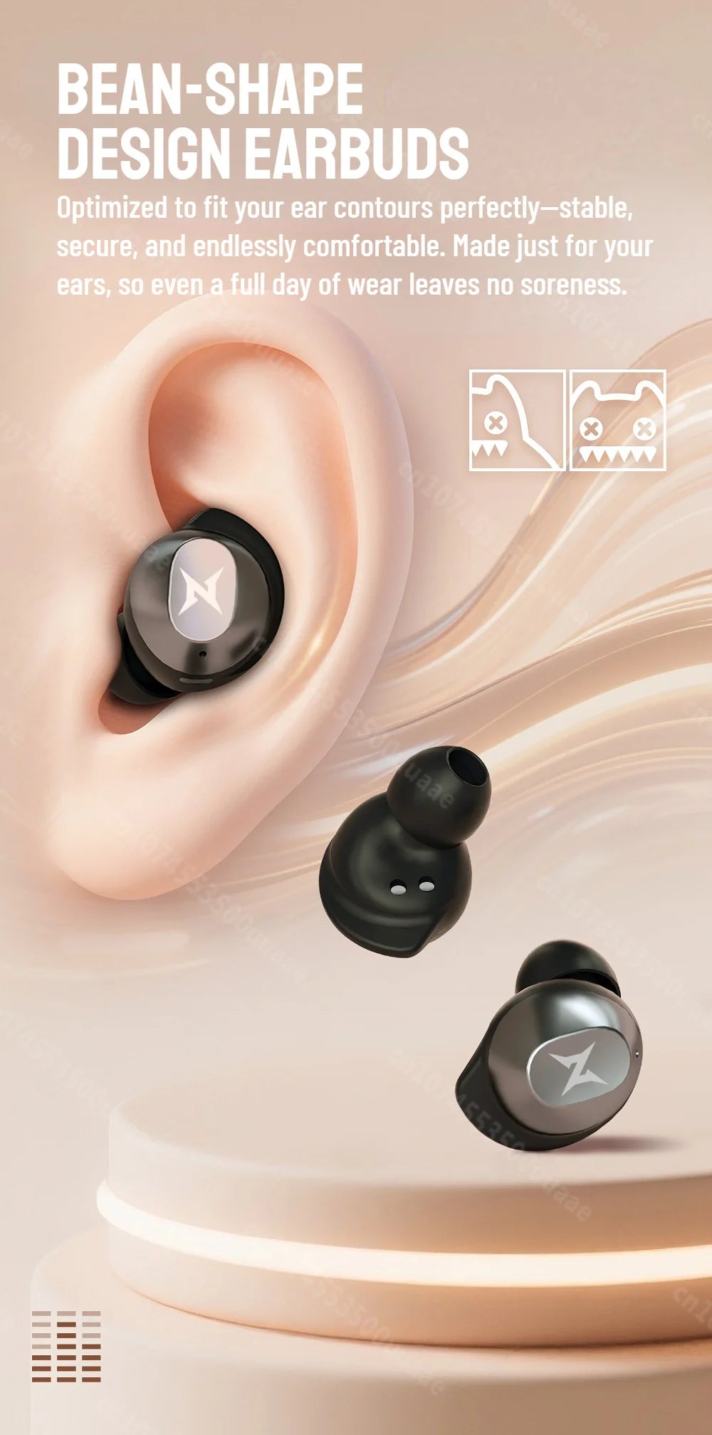 TycoZev B12 Wireless Earbuds Invisible in-Ear Bluetooth 5.4 Earphones Rotating Flip-Top Design Bluetooth Sports Headphone
