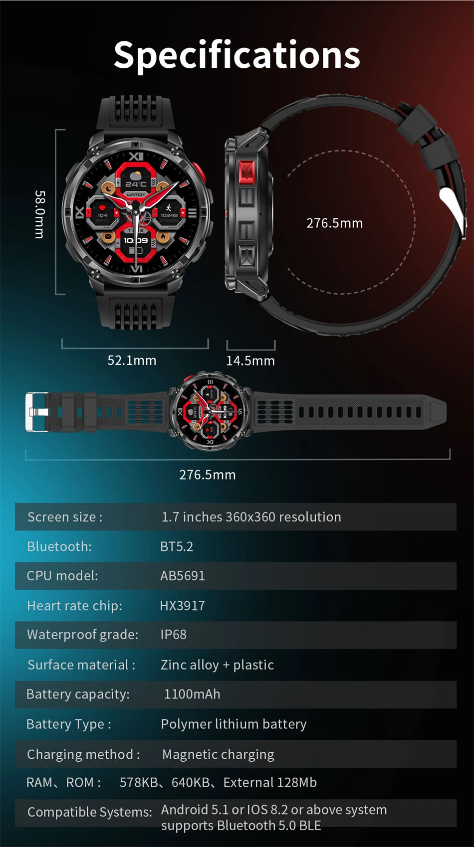 T-Rex3™ Rugged Tactical Smart Watch & Fitness Tracker ⌚🔥 – Military-grade durability with advanced heart rate monitoring and GPS tracking for the ultimate explorer.