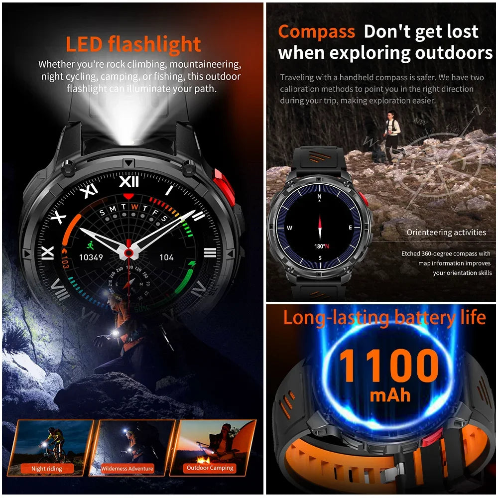 T-Rex3™ Rugged Tactical Smart Watch & Fitness Tracker ⌚🔥 – Military-grade durability with advanced heart rate monitoring and GPS tracking for the ultimate explorer.