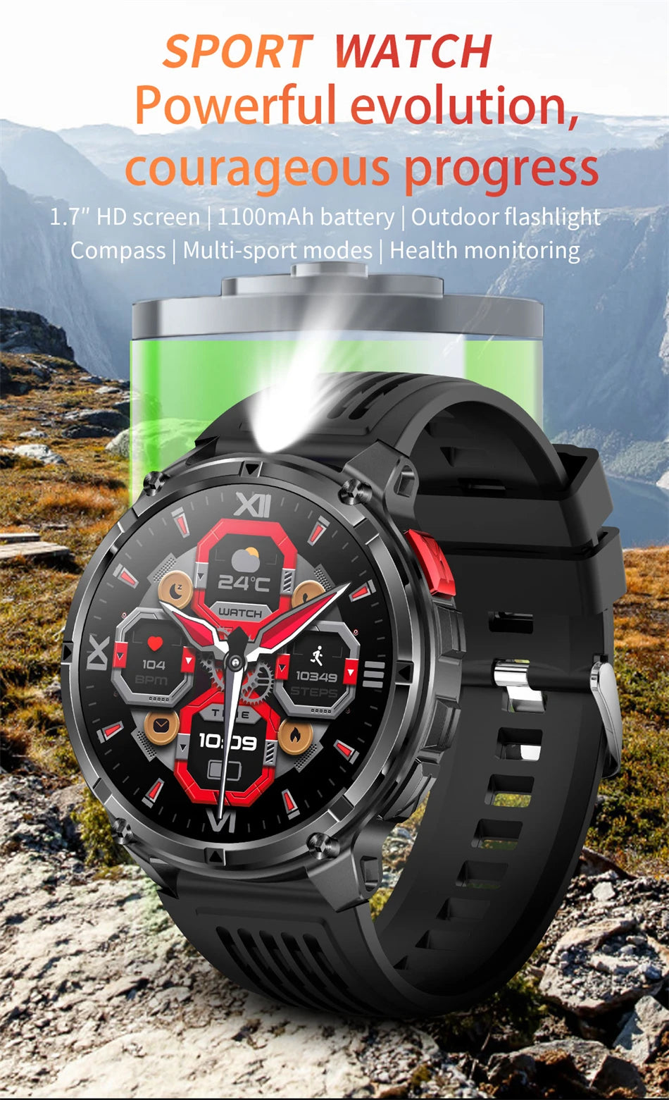 T-Rex3™ Rugged Tactical Smart Watch & Fitness Tracker ⌚🔥 – Military-grade durability with advanced heart rate monitoring and GPS tracking for the ultimate explorer.