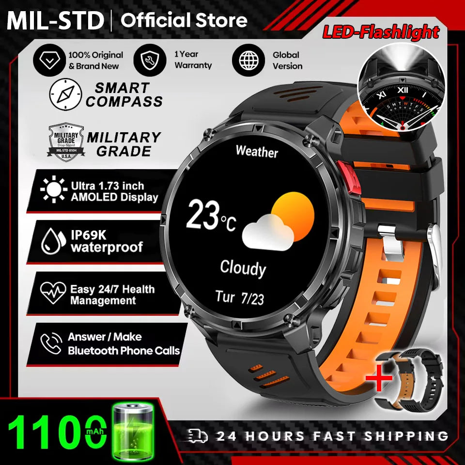 T-Rex3™ Rugged Tactical Smart Watch & Fitness Tracker ⌚🔥 – Military-grade durability with advanced heart rate monitoring and GPS tracking for the ultimate explorer.