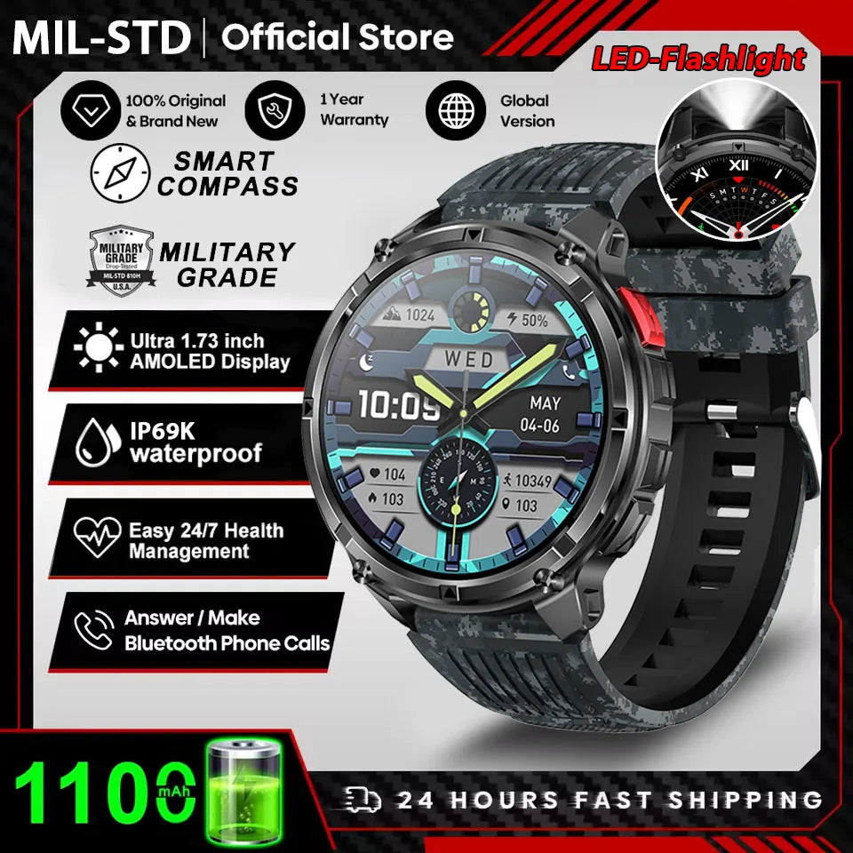 T-Rex3™ Rugged Tactical Smart Watch & Fitness Tracker ⌚🔥 – Military-grade durability with advanced heart rate monitoring and GPS tracking for the ultimate explorer.