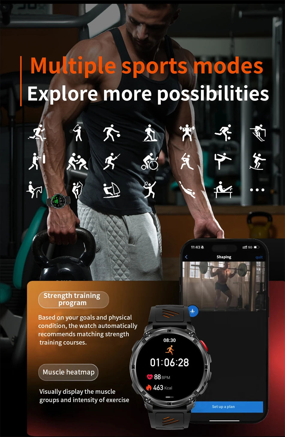 T-Rex3™ Rugged Tactical Smart Watch & Fitness Tracker ⌚🔥 – Military-grade durability with advanced heart rate monitoring and GPS tracking for the ultimate explorer.