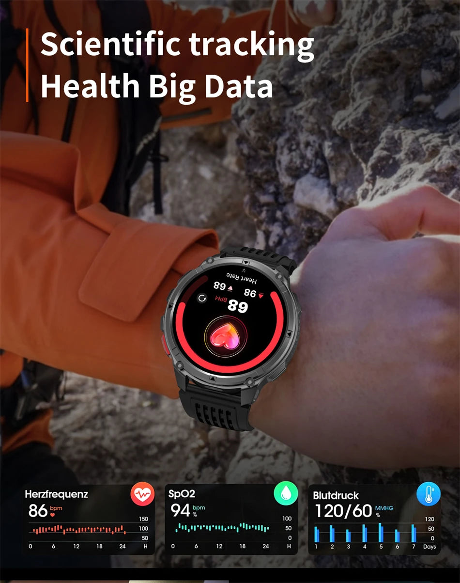 T-Rex3™ Rugged Tactical Smart Watch & Fitness Tracker ⌚🔥 – Military-grade durability with advanced heart rate monitoring and GPS tracking for the ultimate explorer.