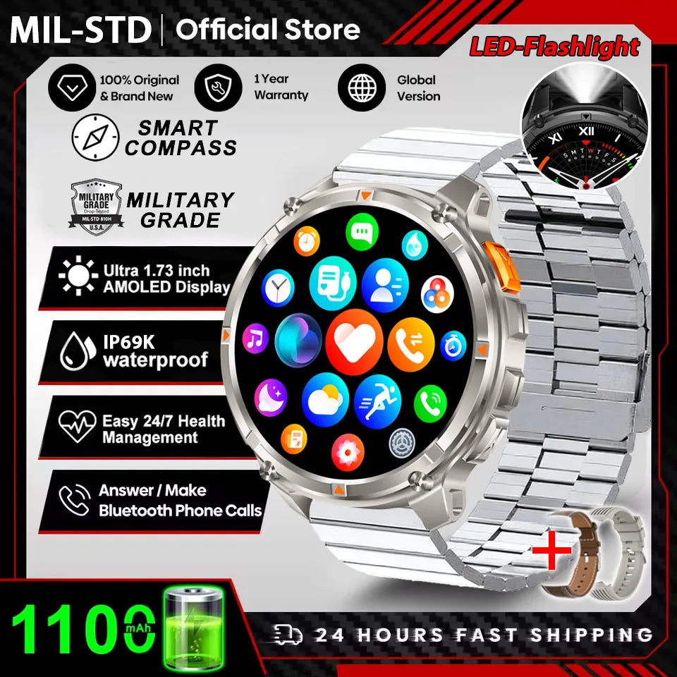 T-Rex3™ Rugged Tactical Smart Watch & Fitness Tracker ⌚🔥 – Military-grade durability with advanced heart rate monitoring and GPS tracking for the ultimate explorer.