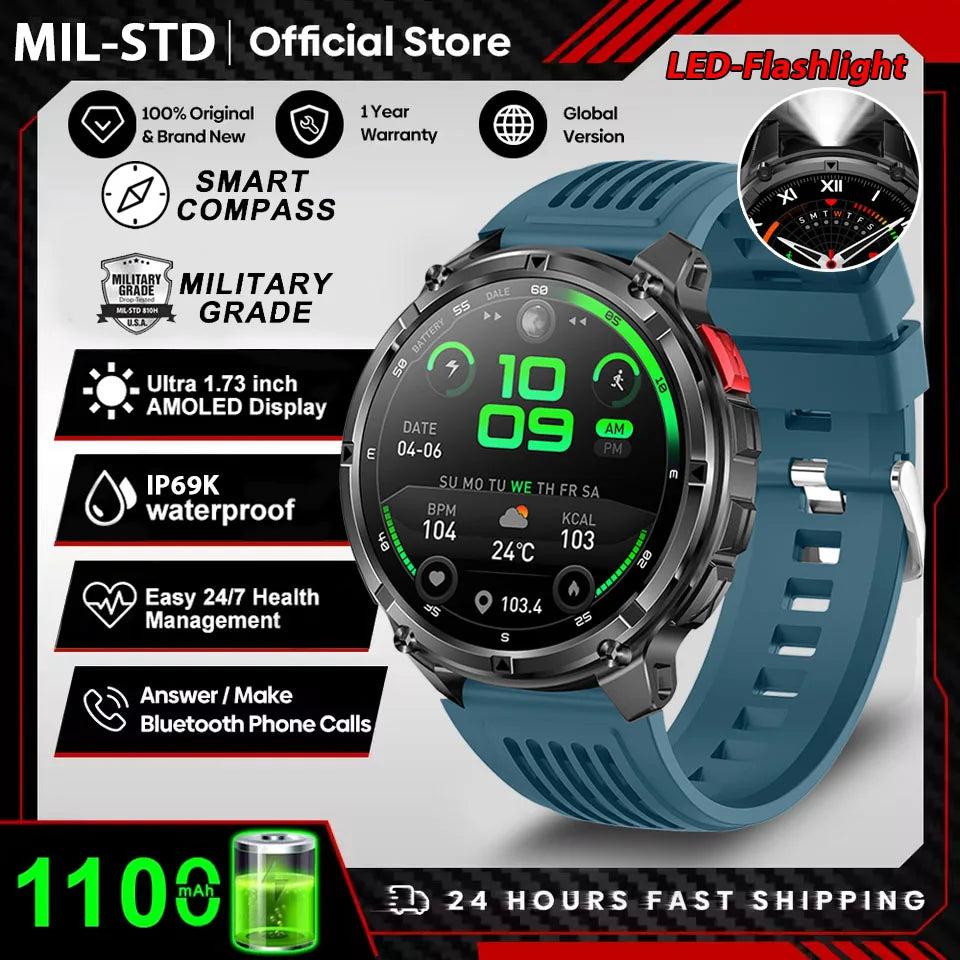 T-Rex3™ Rugged Tactical Smart Watch & Fitness Tracker ⌚🔥 – Military-grade durability with advanced heart rate monitoring and GPS tracking for the ultimate explorer.