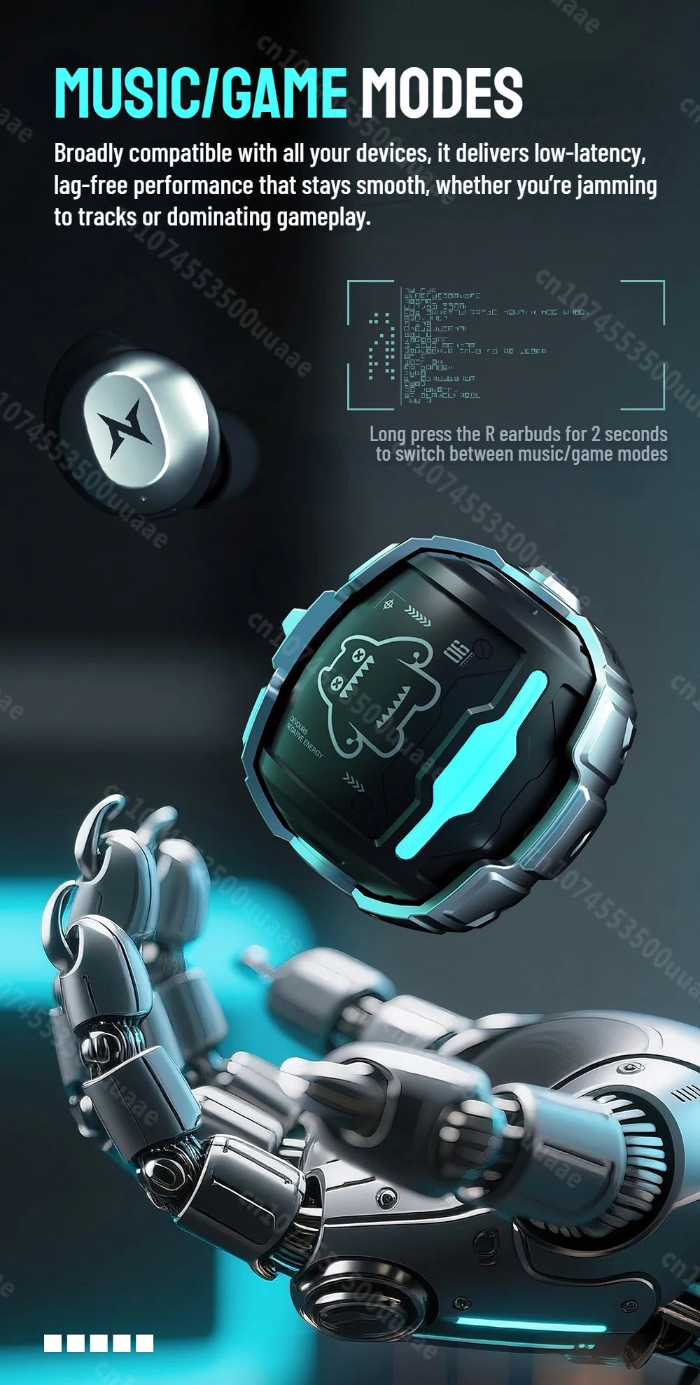 TycoZev B12 Wireless Earbuds Invisible in-Ear Bluetooth 5.4 Earphones Rotating Flip-Top Design Bluetooth Sports Headphone