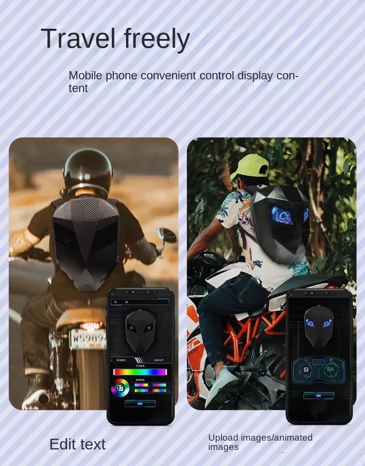 Tycozev NEW LED Knight Cycling Backpack with Eye Motorcycle Helmet Mochilas para motocicletas Waterproof Laptops Bags Saco Moto Schoolbag