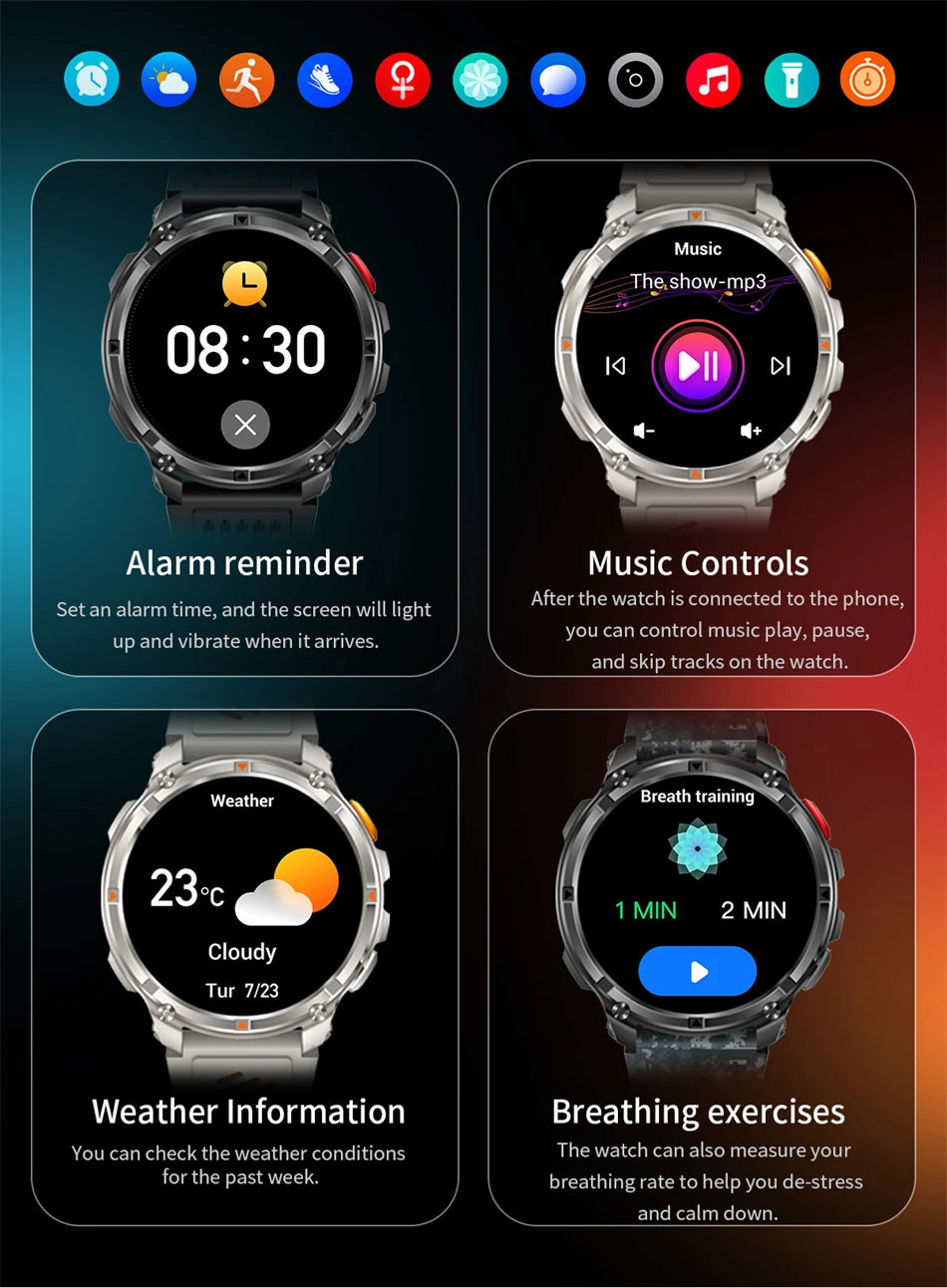 T-Rex3™ Rugged Tactical Smart Watch & Fitness Tracker ⌚🔥 – Military-grade durability with advanced heart rate monitoring and GPS tracking for the ultimate explorer.