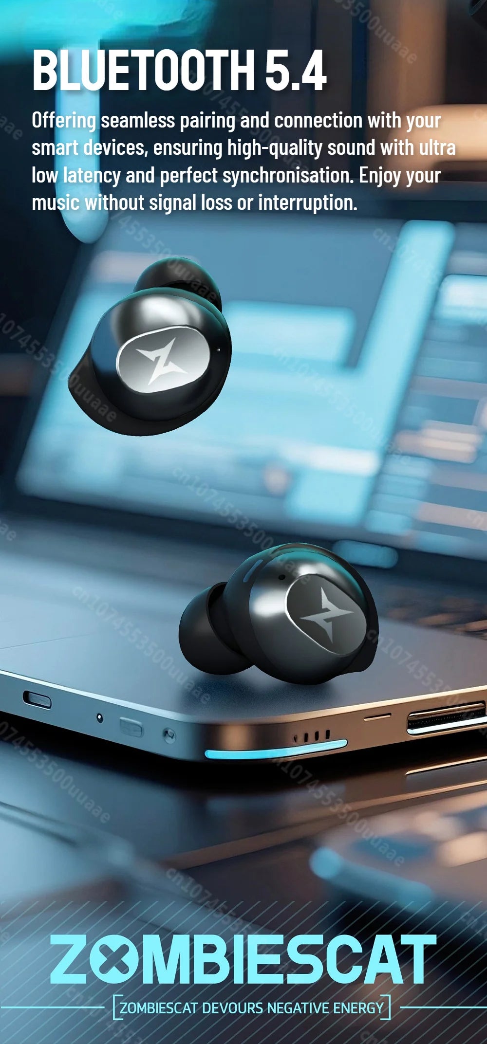 TycoZev B12 Wireless Earbuds Invisible in-Ear Bluetooth 5.4 Earphones Rotating Flip-Top Design Bluetooth Sports Headphone