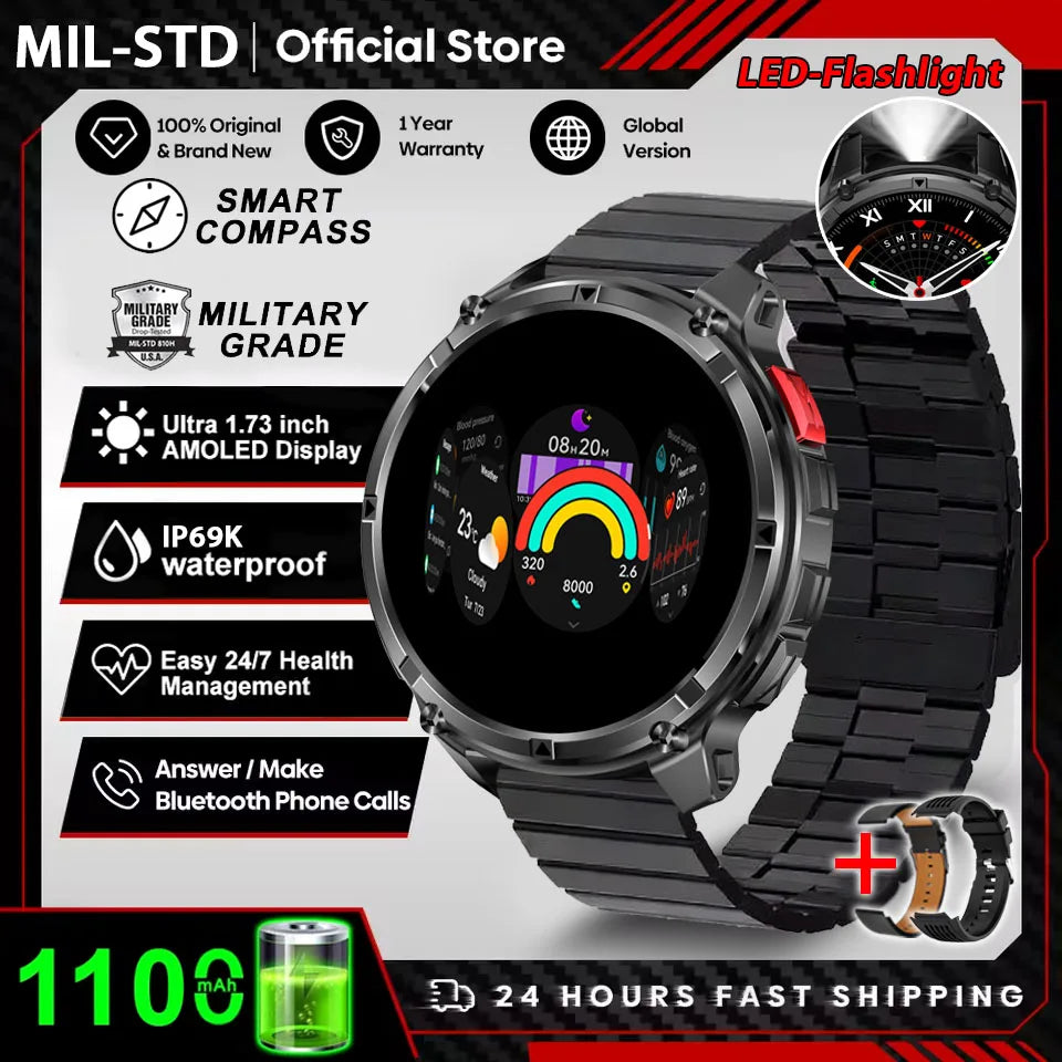 T-Rex3™ Rugged Tactical Smart Watch & Fitness Tracker ⌚🔥 – Military-grade durability with advanced heart rate monitoring and GPS tracking for the ultimate explorer.
