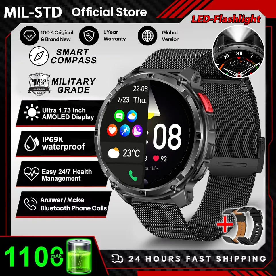 T-Rex3™ Rugged Tactical Smart Watch & Fitness Tracker ⌚🔥 – Military-grade durability with advanced heart rate monitoring and GPS tracking for the ultimate explorer.