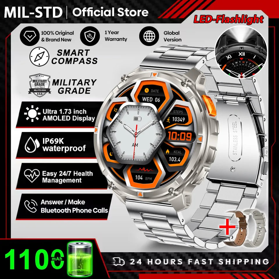 T-Rex3™ Rugged Tactical Smart Watch & Fitness Tracker ⌚🔥 – Military-grade durability with advanced heart rate monitoring and GPS tracking for the ultimate explorer.