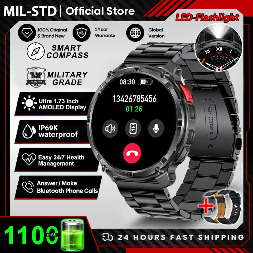 T-Rex3™ Rugged Tactical Smart Watch & Fitness Tracker ⌚🔥 – Military-grade durability with advanced heart rate monitoring and GPS tracking for the ultimate explorer.